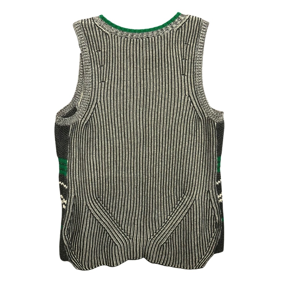 Cabi Trident Sweater Tank L Grey Green Herringbone Knit Sleeveless Tunic Vest - Picture 5 of 9